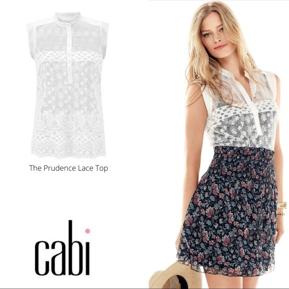 NWT  CAbi Prudence Lace White Top - Picture 2 of 11